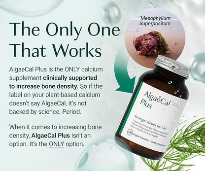 AlgaeCal Organic Calcium – 120 Veggie Caps | Bone Density Support with K2, D3 & Minerals