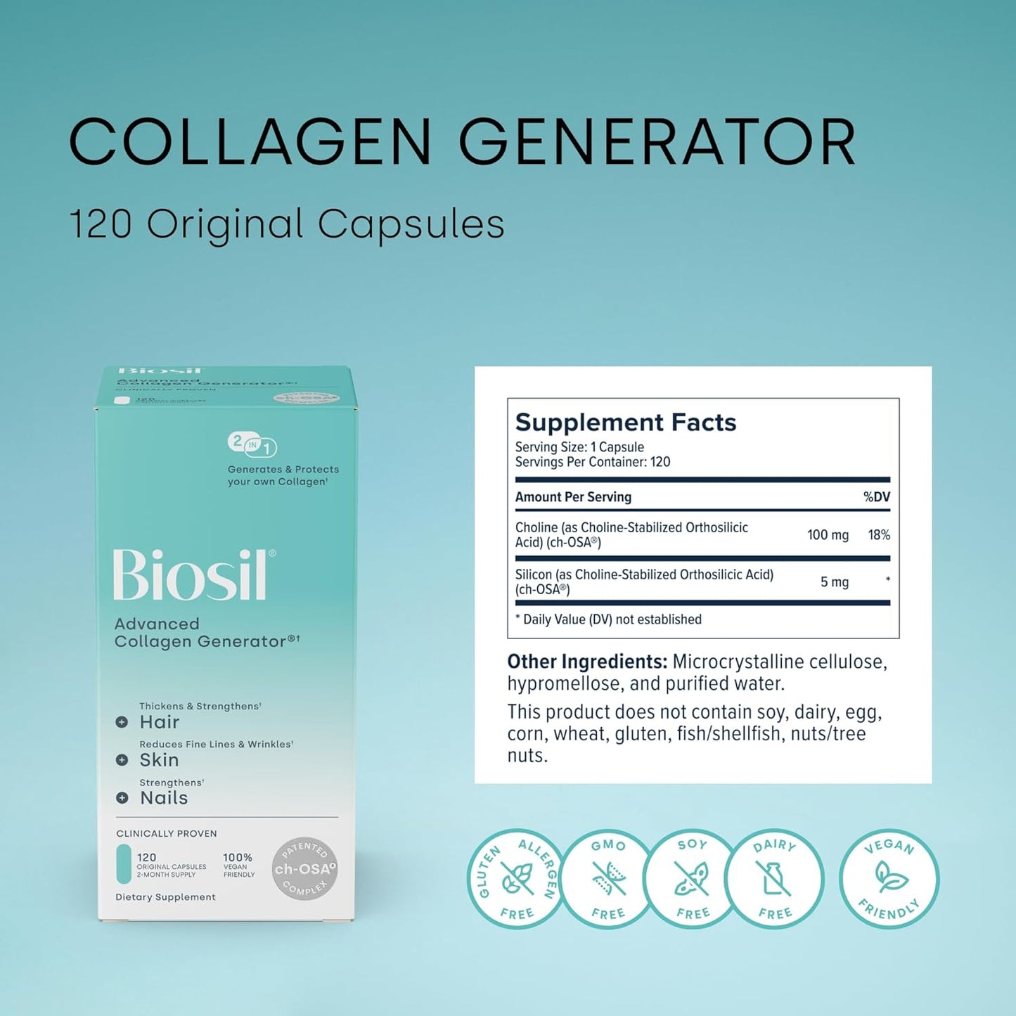 Biosil Beauty Bones Joints | Advanced Collagen Generator for Skin, Hair, Nails & Bone Support