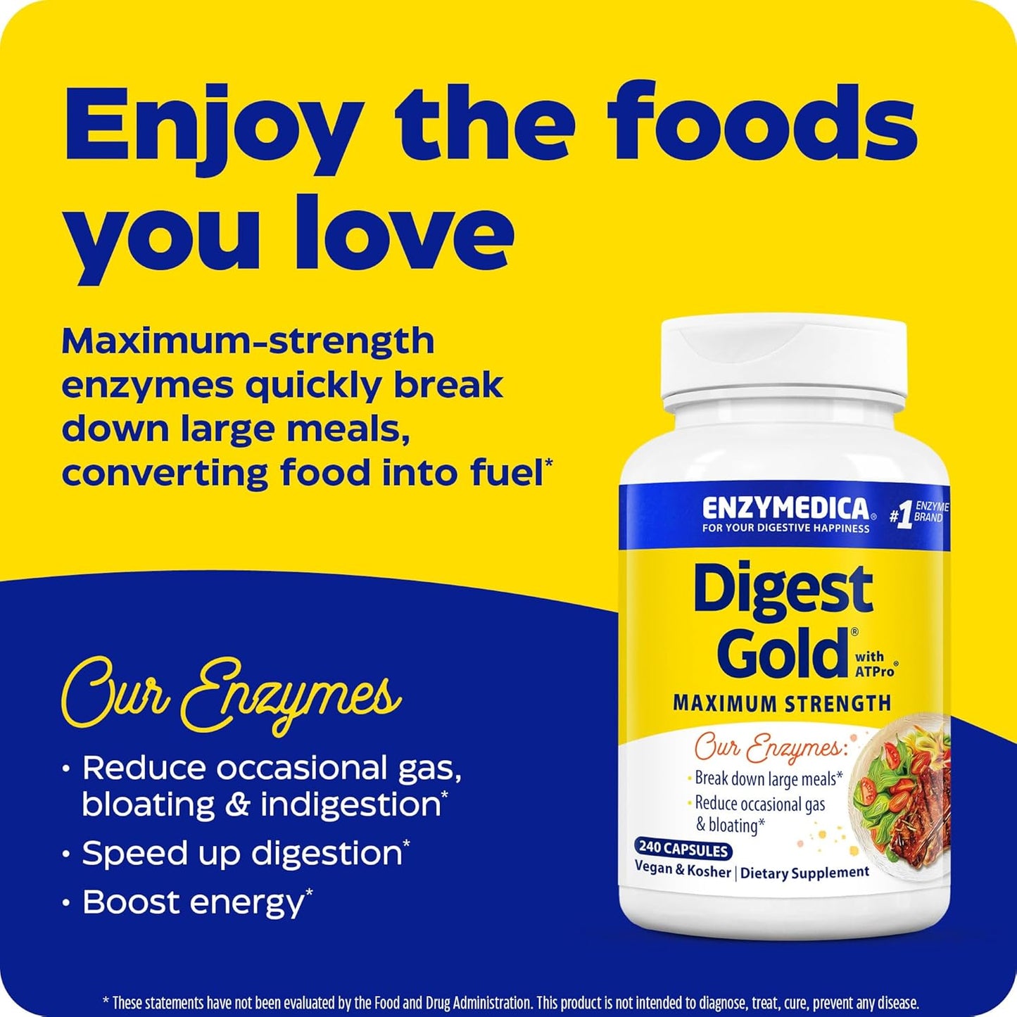 Enzymedica Digest Gold + Probiotics – 240 Capsules | Advanced Gut Health & Digestive Support